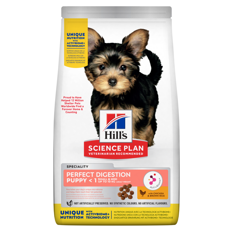 Hills Science Plan Perfect Digestion Puppy Small & Mini Trockenfutter mit Huhn und braunem Reis