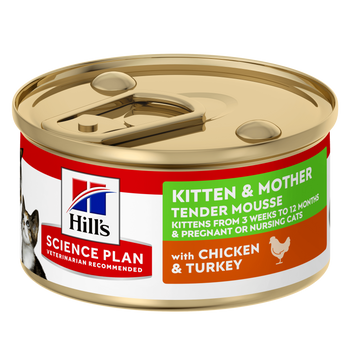Hills Science Plan Kitten & Mother Tender Mousse mit Huhn & Truthahn Dosenfutter für Katzen