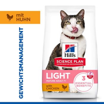 Hills Science Plan Feline Mature Adult/Senior 7+ Light Trockenfutter mit Huhn