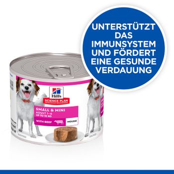 Hills Science Plan Small & Mini Adult Mousse für Hunde mit Rindfleisch Dosenfutter