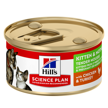 Hills Science Plan Kitten & Mother Tender Mousse mit Huhn & Truthahn Dosenfutter für Katzen