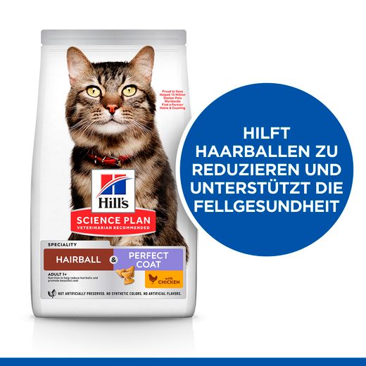 Hills Science Plan Hairball & Perfect Coat Adult Trockenfutter für Katzen