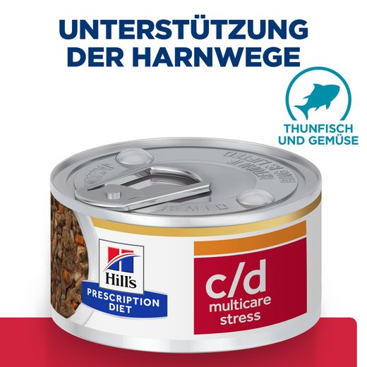Hills c/d Multicare Stress Ragout für Katzen mit Thunfischgeschmack und zugefügtem Gemüse