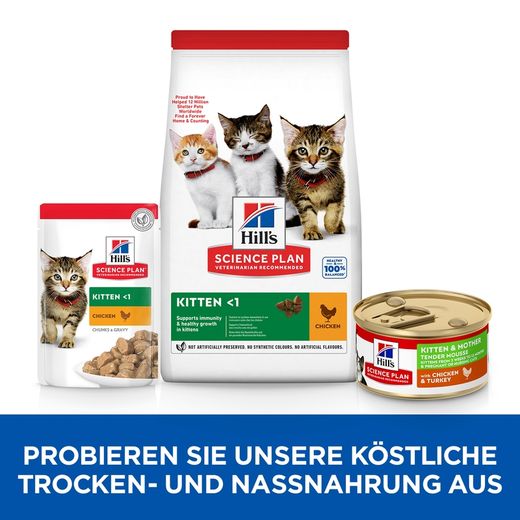 Hills Science Plan Kitten & Mother Tender Mousse mit Huhn & Truthahn Dosenfutter für Katzen