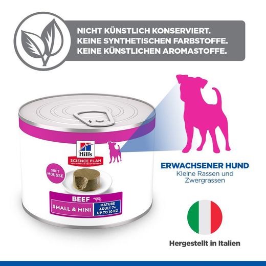 Hills Science Plan Small & Mini Mature Adult Mousse für Hunde mit Rindfleisch Dosenfutter