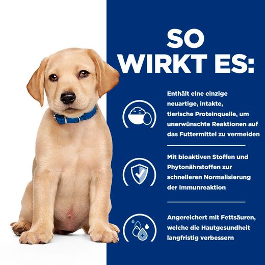 Hils Prescription Diet Derm Complete Puppy mit Reis und Ei Trockenfutter für Hunde