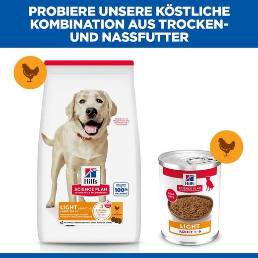 Hills Science Plan Canine Light Adult Large Breed mit Huhn Trockenfutter
