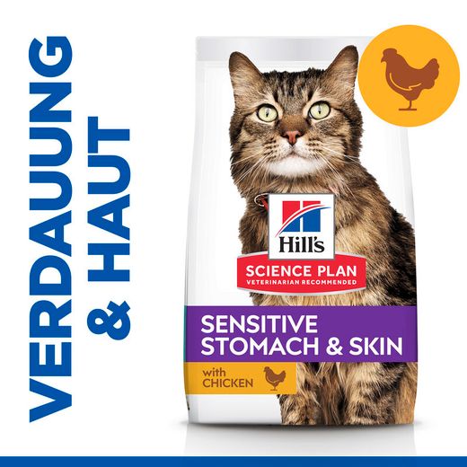 Hills Science Plan Feline Adult Sensitive Stomach & Skin Trockenfutter mit Huhn
