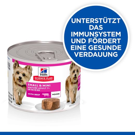 Hills Science Plan Small & Mini Mature Adult Mousse für Hunde mit Rindfleisch Dosenfutter