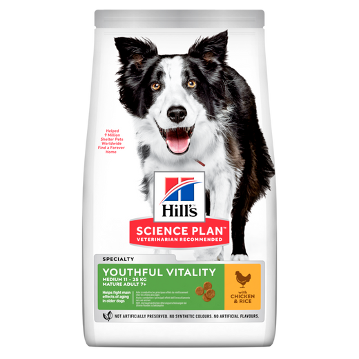 Hills Science Plan Canine Senior Vitality Medium Mature Adult 7+ Trockenfutter mit Huhn & Reis