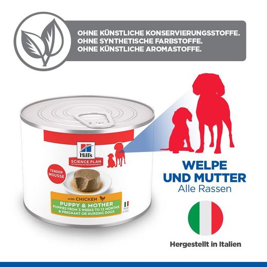 Hills Science Plan Puppy & Mother Tender Mousse mit Huhn Dosen für Hunde
