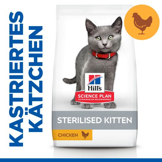 Hills Science Plan Sterilised Kitten Trockenfutter für Kitten mit Huhn