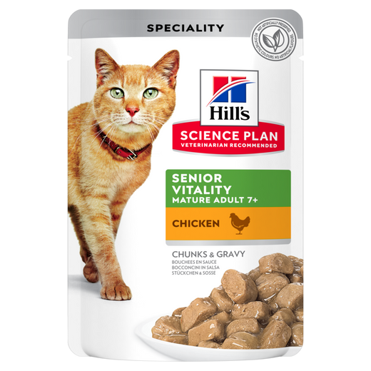 Hills Science Plan Feline Mature Adult 7+ Senior Vitality Huhn Frischebeutel für Katzen