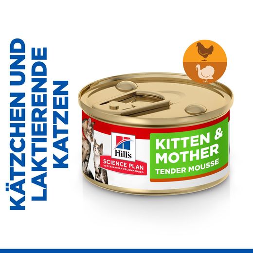 Hills Science Plan Kitten & Mother Tender Mousse mit Huhn & Truthahn Dosenfutter für Katzen