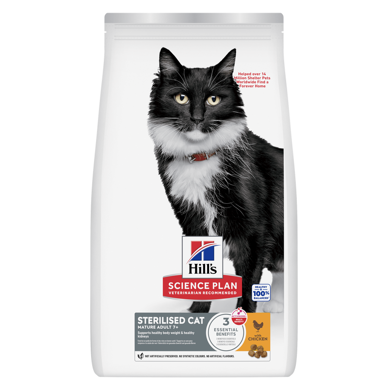 Hills Science Plan Feline Mature Adult 7+ Sterilised Cat Huhn Trockenfutter